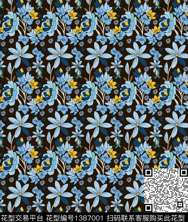 几何绿植树叶男装数码印花华亿平台下载（图片编号: 1387001） - 瓦栏（Walan）