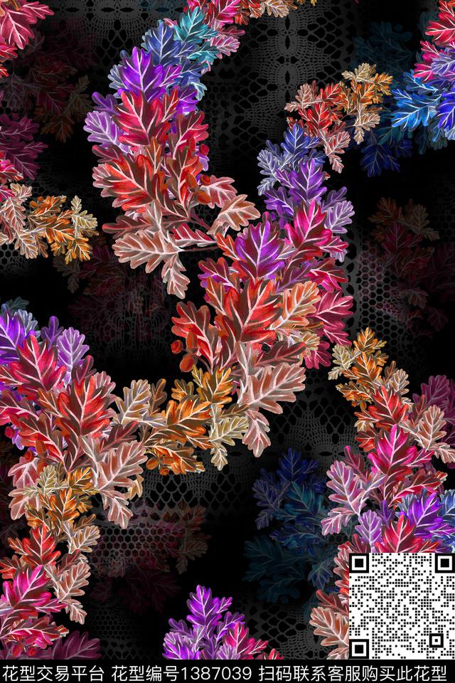 花卉雕印华亿平台中老年传统印花华亿平台下载（图片编号: 1387039） - 瓦栏（Walan）