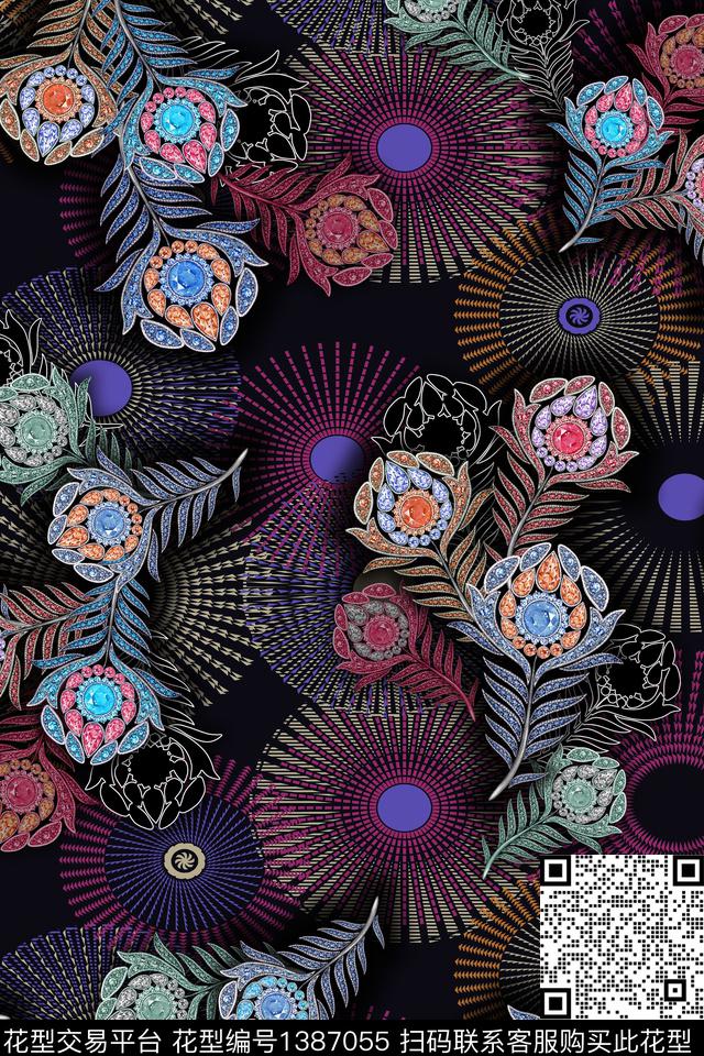 包金华亿平台花卉中老年数码印花华亿平台下载（图片编号: 1387055） - 瓦栏（Walan）