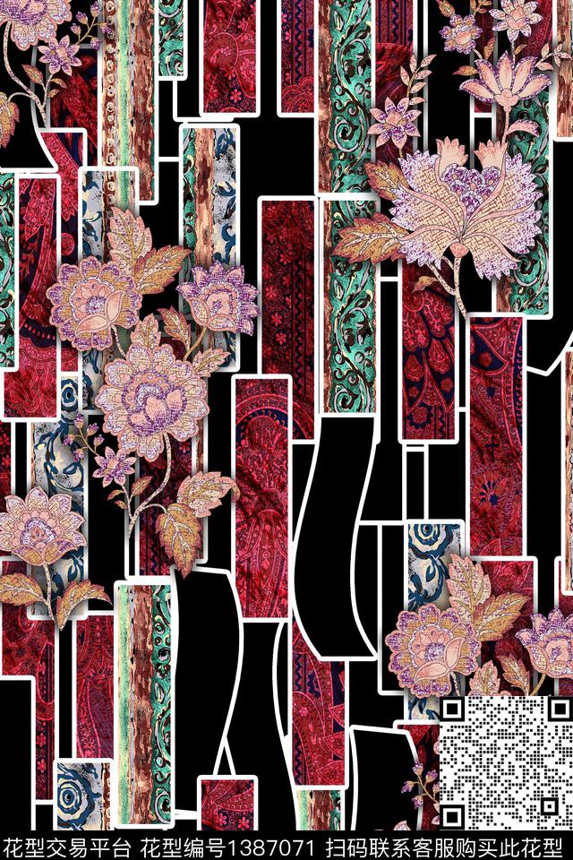 包金华亿平台花卉中老年数码印花华亿平台下载（图片编号: 1387071） - 瓦栏（Walan）