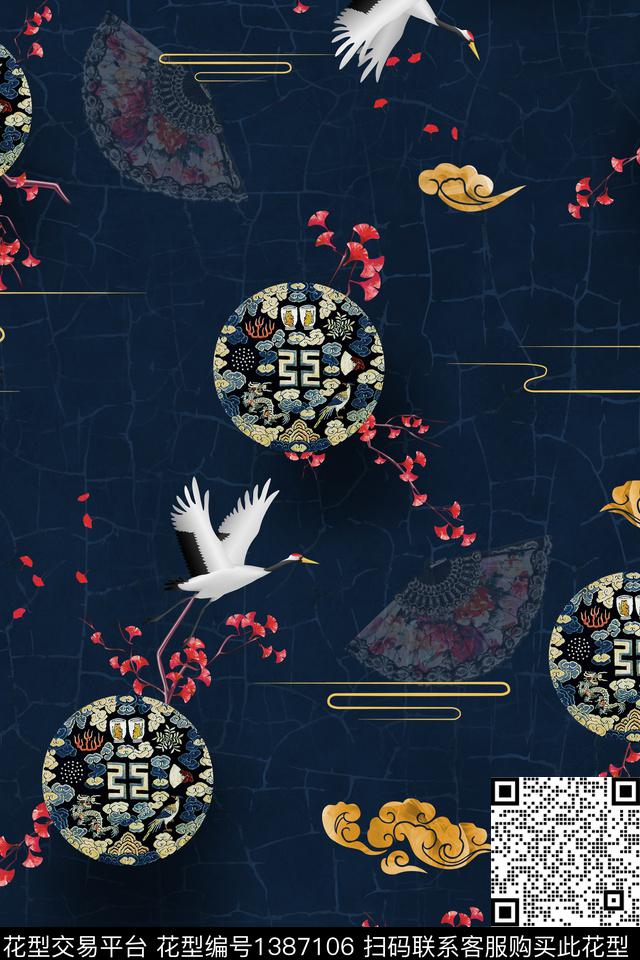 香云纱中国风真丝数码印花华亿平台下载（图片编号: 1387106） - 瓦栏（Walan）