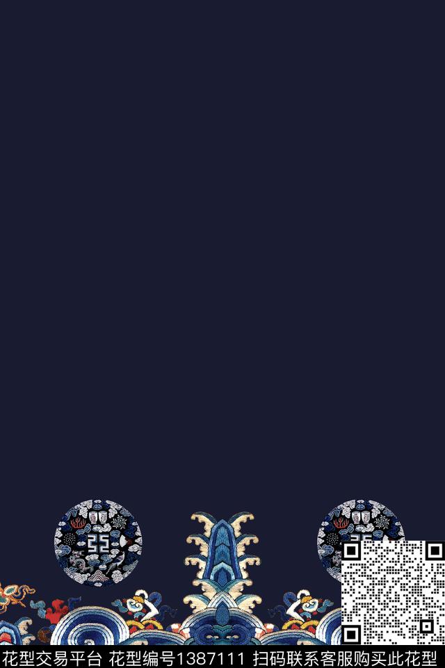 中国风真丝绣花华亿平台数码印花华亿平台下载（图片编号: 1387111） - 瓦栏（Walan）