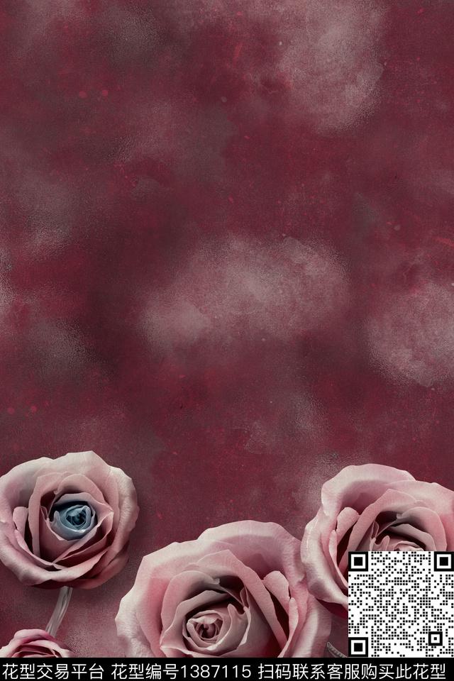 花卉中国风写实数码印花华亿平台下载（图片编号: 1387115） - 瓦栏（Walan）