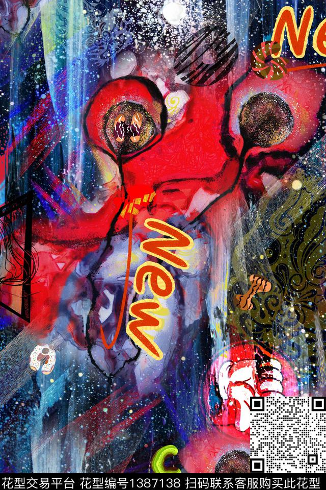 卡通派克服创意数码印花华亿平台下载（图片编号: 1387138） - 瓦栏（Walan）