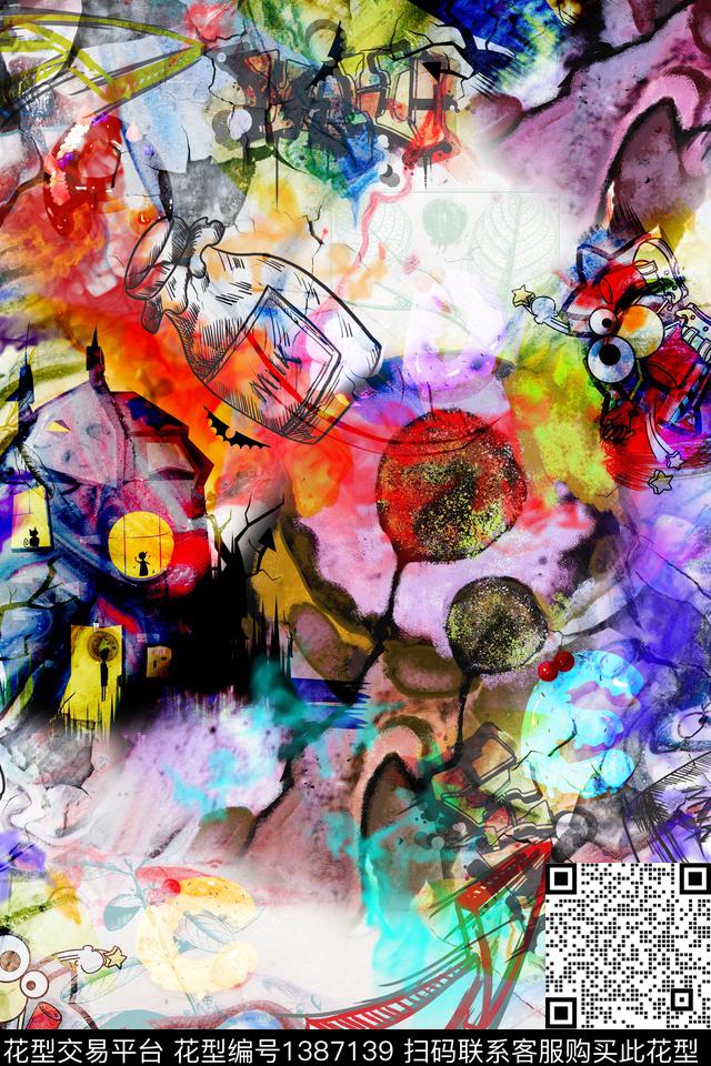 卡通派克服创意数码印花华亿平台下载（图片编号: 1387139） - 瓦栏（Walan）