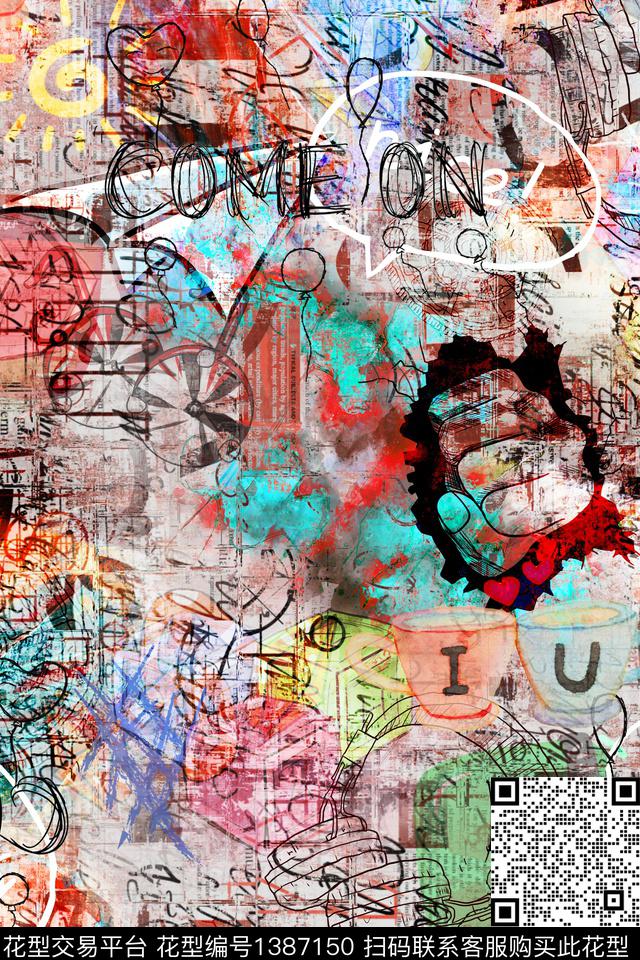 卡通派克服创意数码印花华亿平台下载（图片编号: 1387150） - 瓦栏（Walan）