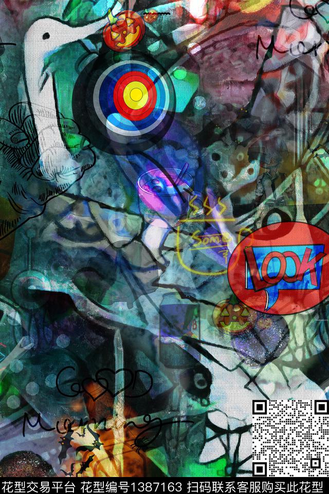 卡通派克服创意数码印花华亿平台下载（图片编号: 1387163） - 瓦栏（Walan）