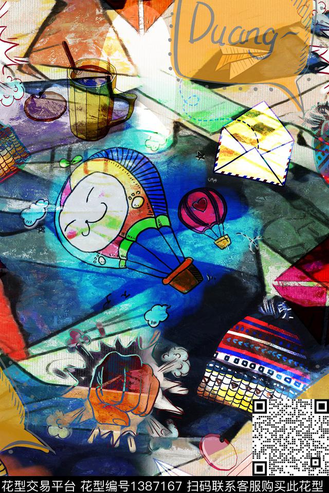 卡通派克服创意数码印花华亿平台下载（图片编号: 1387167） - 瓦栏（Walan）