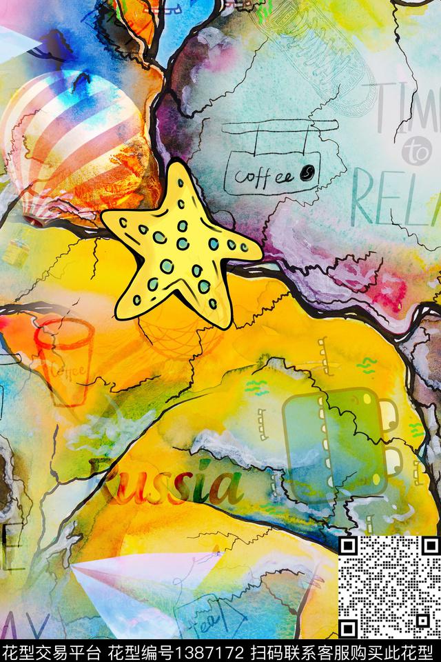 卡通派克服创意数码印花华亿平台下载（图片编号: 1387172） - 瓦栏（Walan）