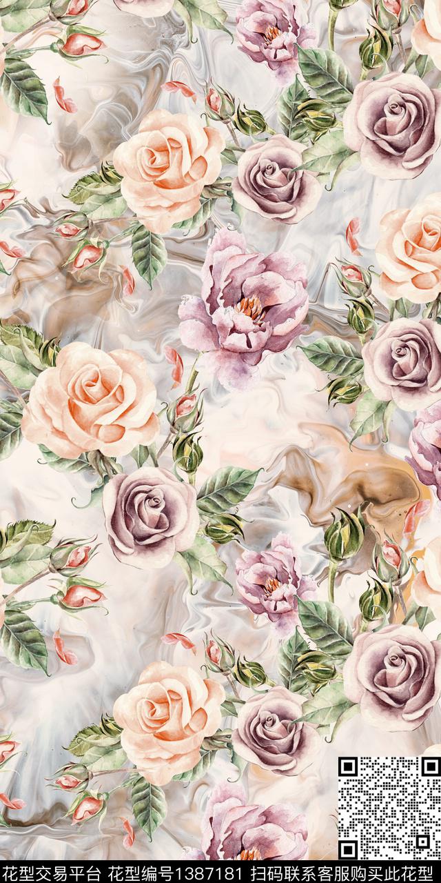 花卉3D立体绿植树叶数码印花华亿平台下载（图片编号: 1387181） - 瓦栏（Walan）