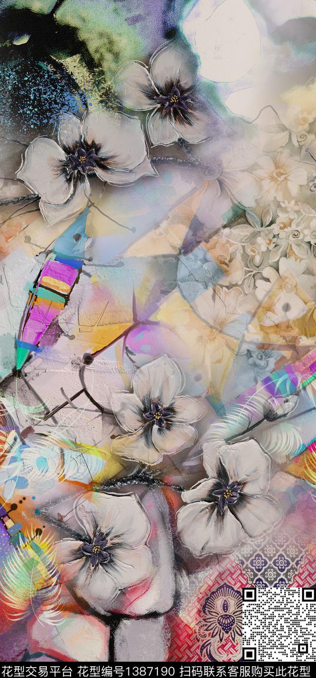 定位花花卉真丝数码印花华亿平台下载（图片编号: 1387190） - 瓦栏（Walan）