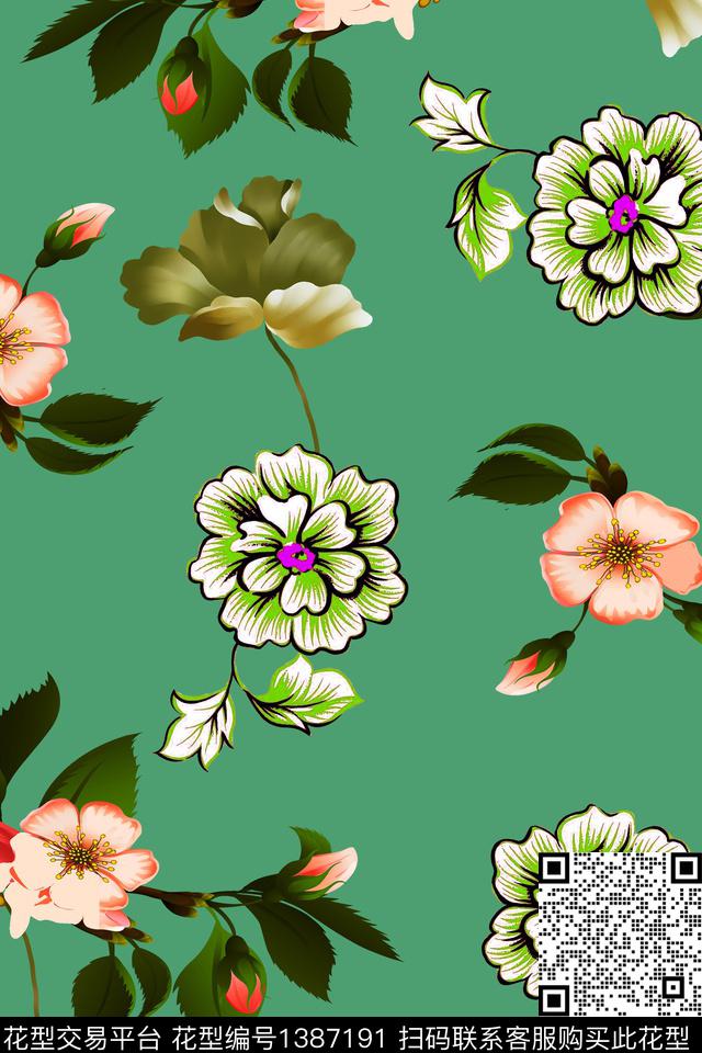 数码华亿平台花卉满版散花数码印花华亿平台下载（图片编号: 1387191） - 瓦栏（Walan）