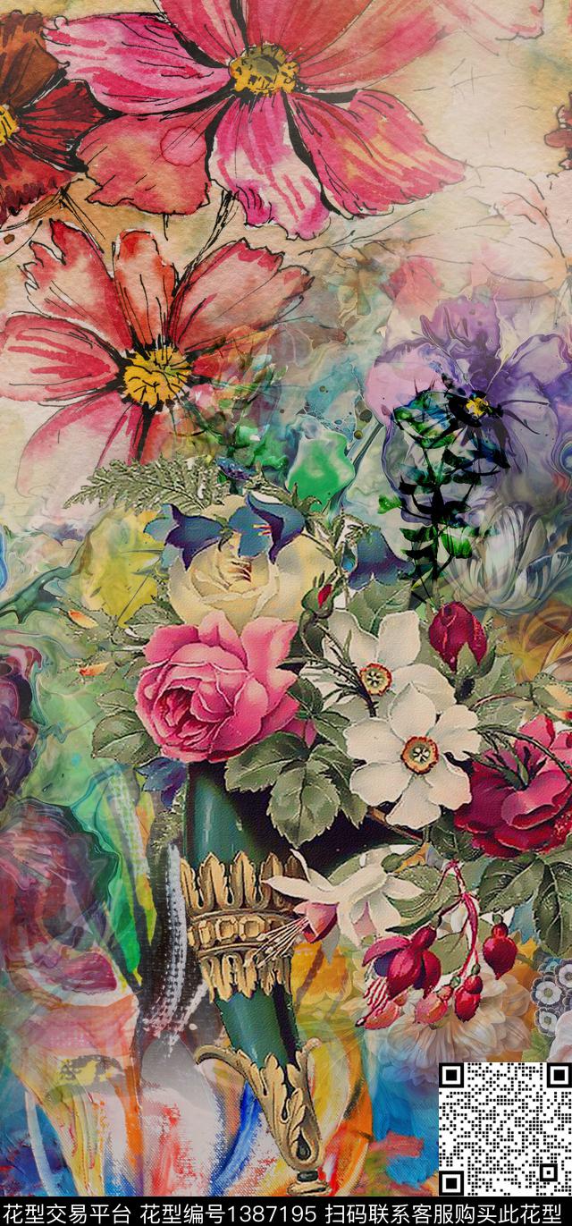 定位花花卉真丝数码印花华亿平台下载（图片编号: 1387195） - 瓦栏（Walan）