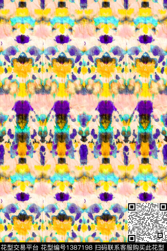 几何扎染华亿平台大牌风数码印花华亿平台下载（图片编号: 1387198） - 瓦栏（Walan）