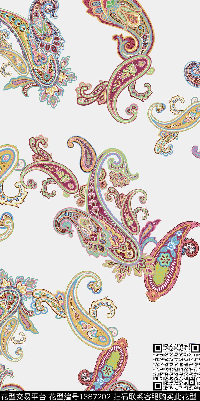 民族风佩斯利抽象数码印花华亿平台下载（图片编号: 1387202） - 瓦栏（Walan）