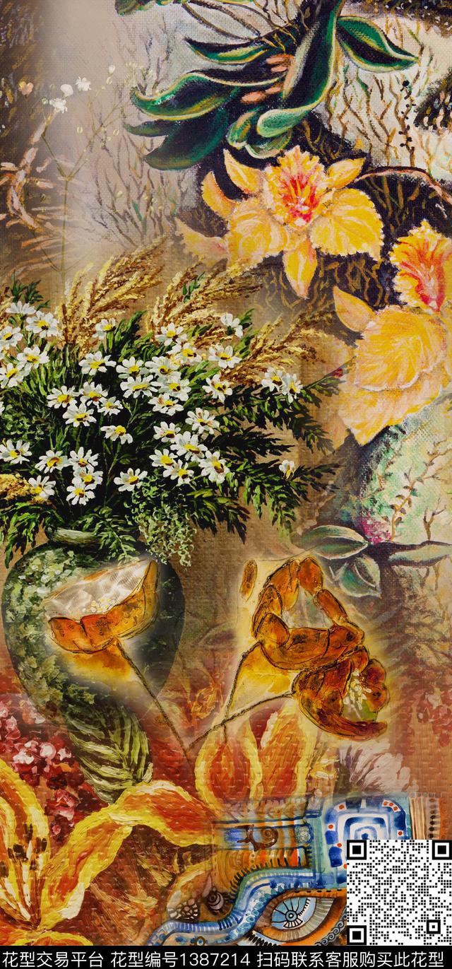 定位花花卉真丝数码印花华亿平台下载（图片编号: 1387214） - 瓦栏（Walan）
