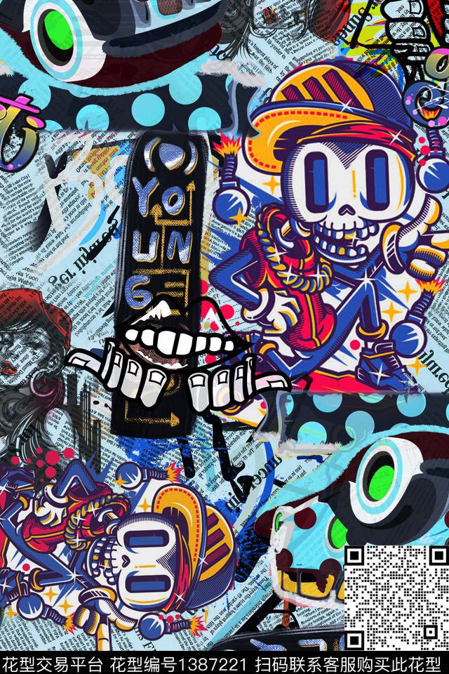 卡通派克服创意数码印花华亿平台下载（图片编号: 1387221） - 瓦栏（Walan）