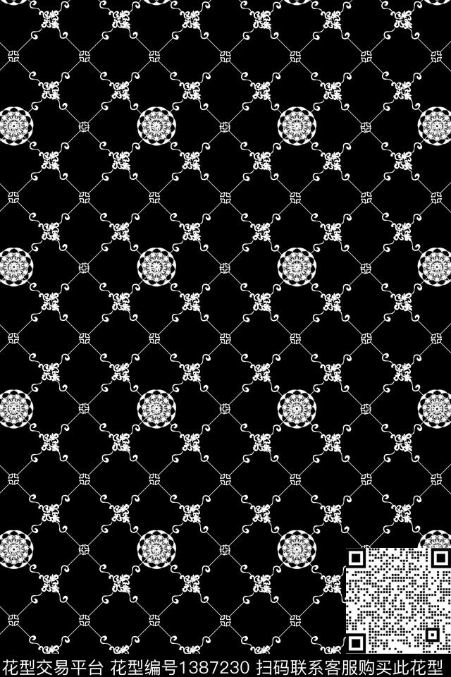 几何格子真丝数码印花华亿平台下载（图片编号: 1387230） - 瓦栏（Walan）