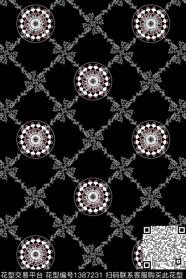 几何格子真丝数码印花华亿平台下载（图片编号: 1387231） - 瓦栏（Walan）