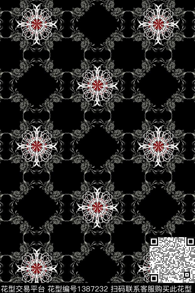 几何格子真丝数码印花华亿平台下载（图片编号: 1387232） - 瓦栏（Walan）