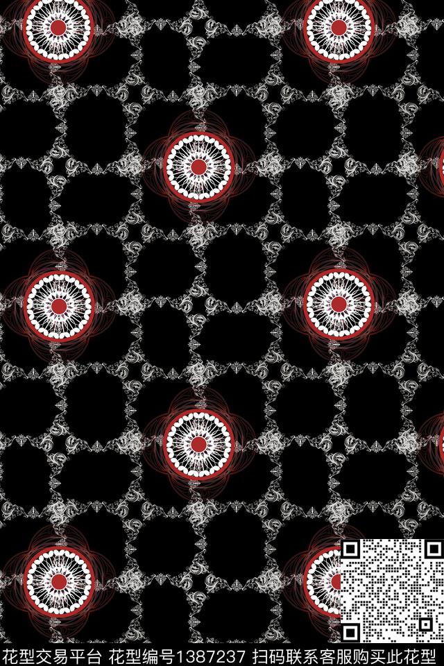 几何格子真丝数码印花华亿平台下载（图片编号: 1387237） - 瓦栏（Walan）