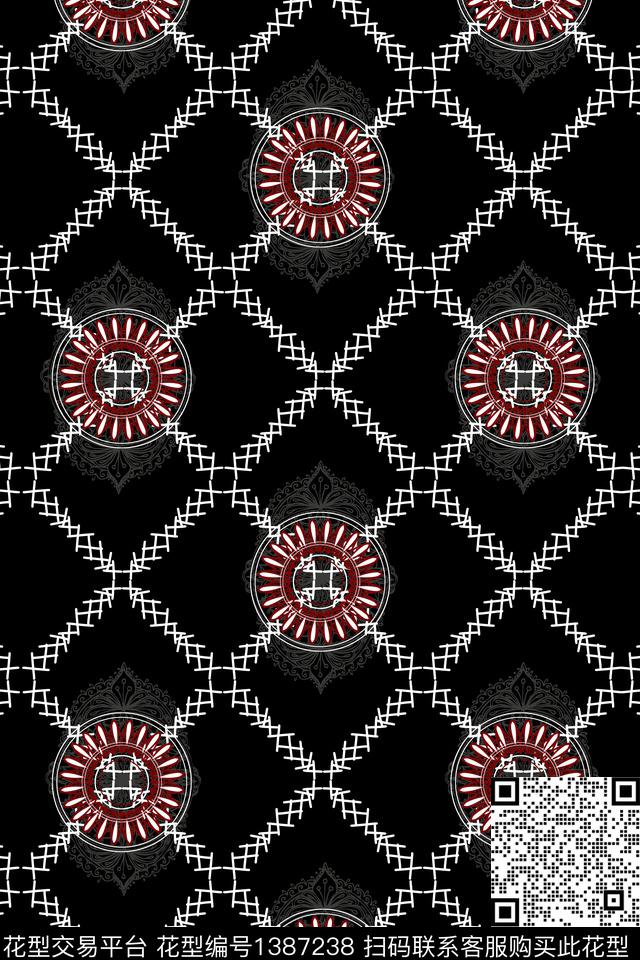 几何格子真丝数码印花华亿平台下载（图片编号: 1387238） - 瓦栏（Walan）