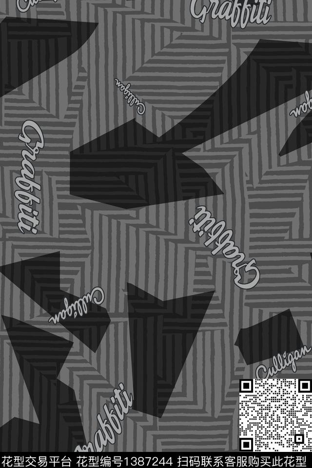 几何男装满版花字母传统印花华亿平台下载（图片编号: 1387244） - 瓦栏（Walan）