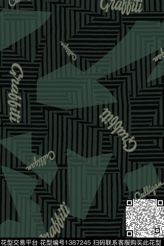 几何男装满版花字母传统印花华亿平台下载（图片编号: 1387245） - 瓦栏（Walan）