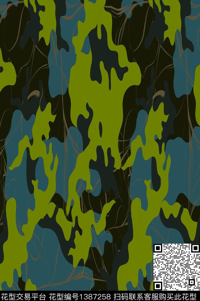 男装满版花抽象花卉绿色传统印花华亿平台下载（图片编号: 1387258） - 瓦栏（Walan）