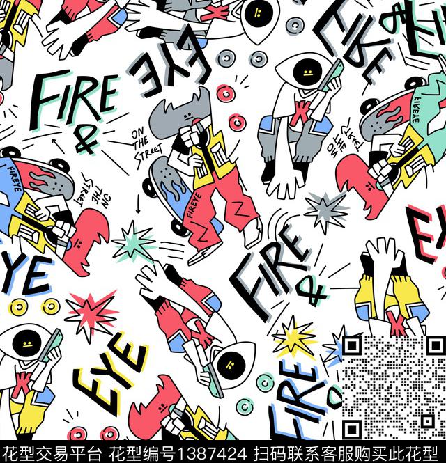 眼睛字母笑脸传统印花华亿平台下载（图片编号: 1387424） - 瓦栏（Walan）