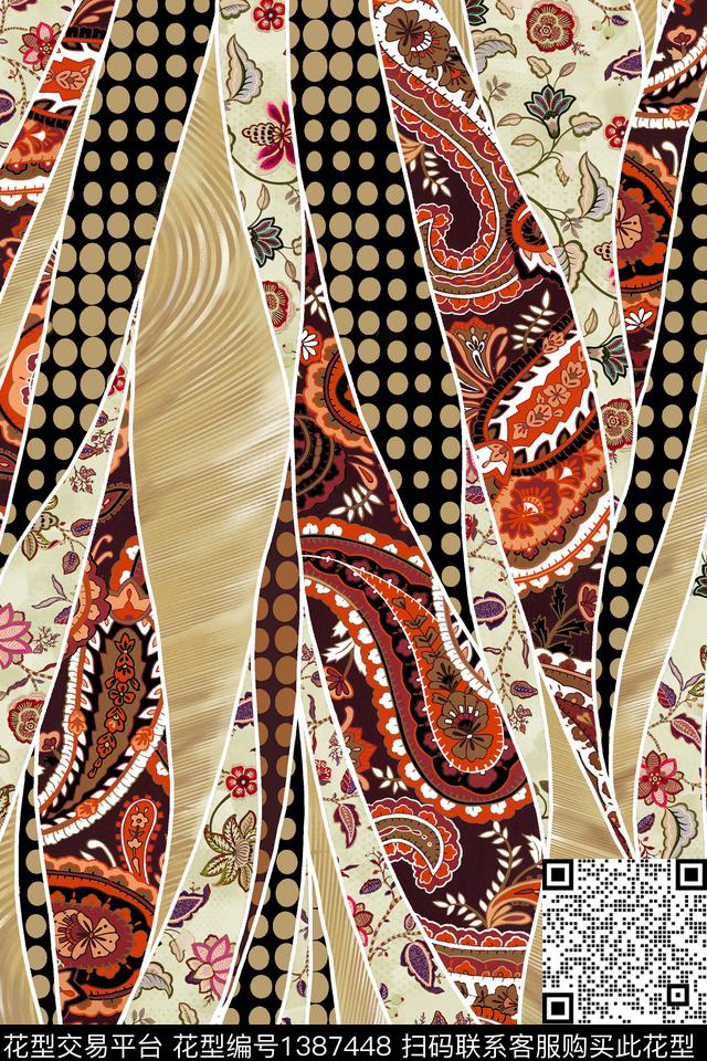 几何动物纹拼贴纹样数码印花华亿平台下载（图片编号: 1387448） - 瓦栏（Walan）