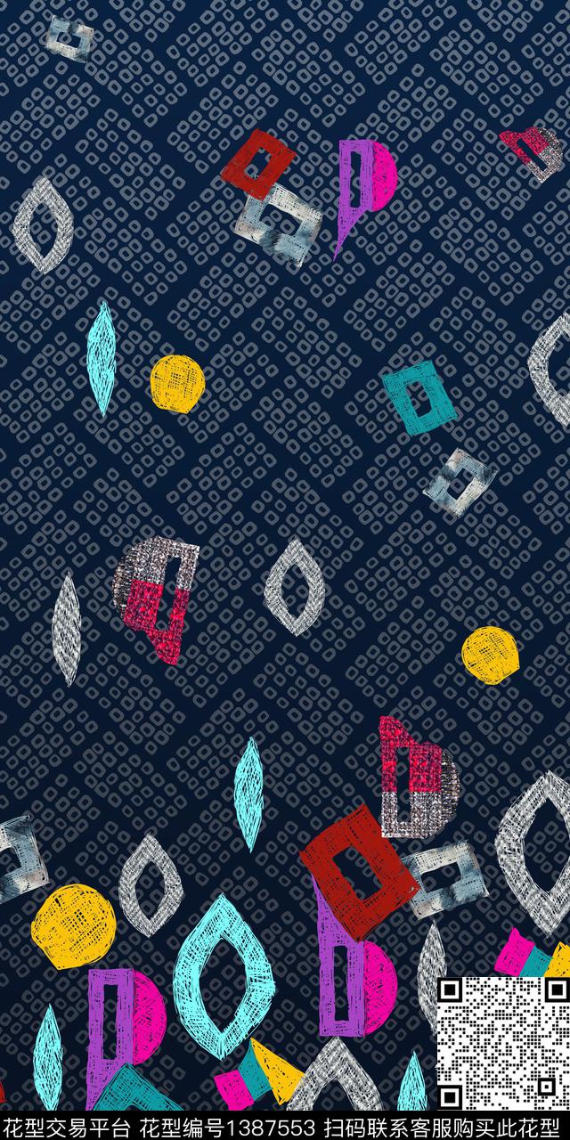 底纹趣味定位花数码印花华亿平台下载（图片编号: 1387553） - 瓦栏（Walan）