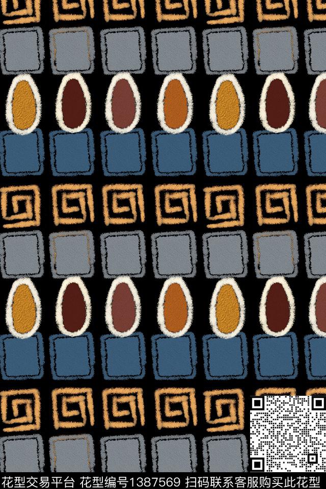 几何大牌风抽象数码印花华亿平台下载（图片编号: 1387569） - 瓦栏（Walan）