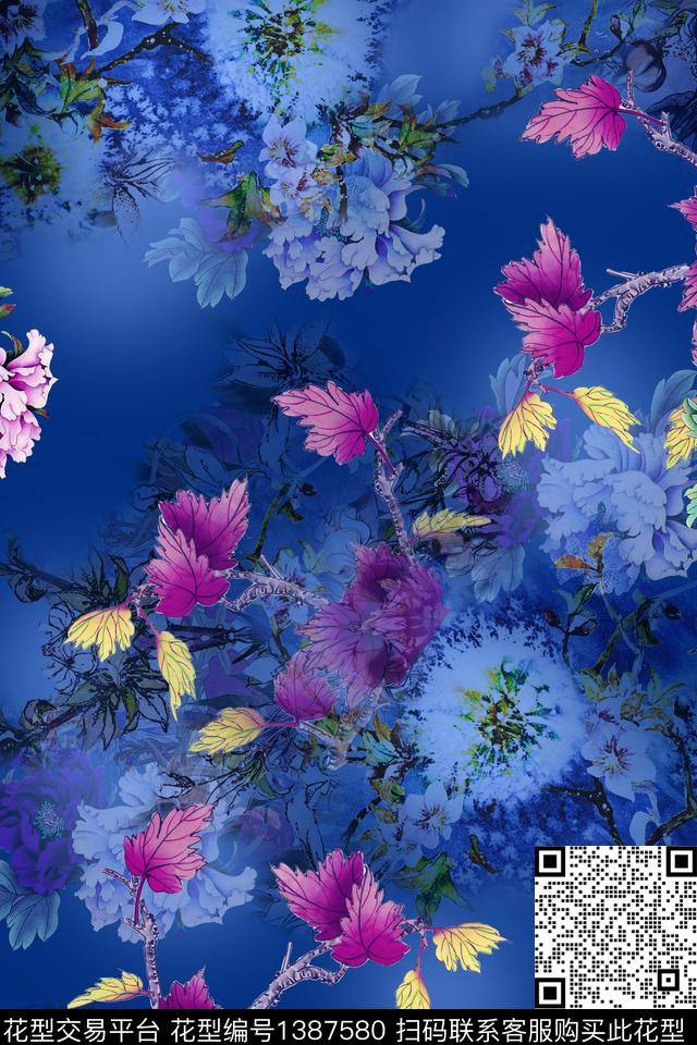 旗袍香云纱真丝数码印花华亿平台下载（图片编号: 1387580） - 瓦栏（Walan）