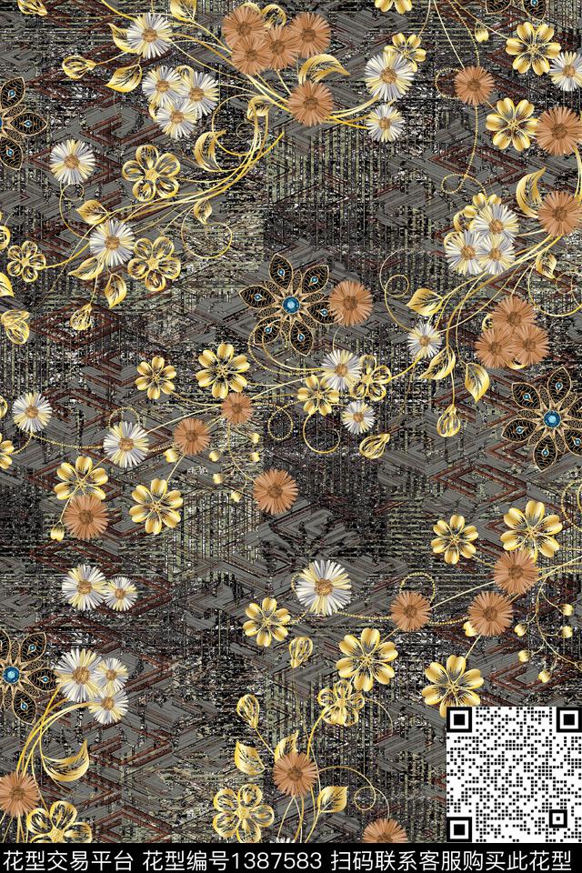 底纹中老年小碎花数码印花华亿平台下载（图片编号: 1387583） - 瓦栏（Walan）