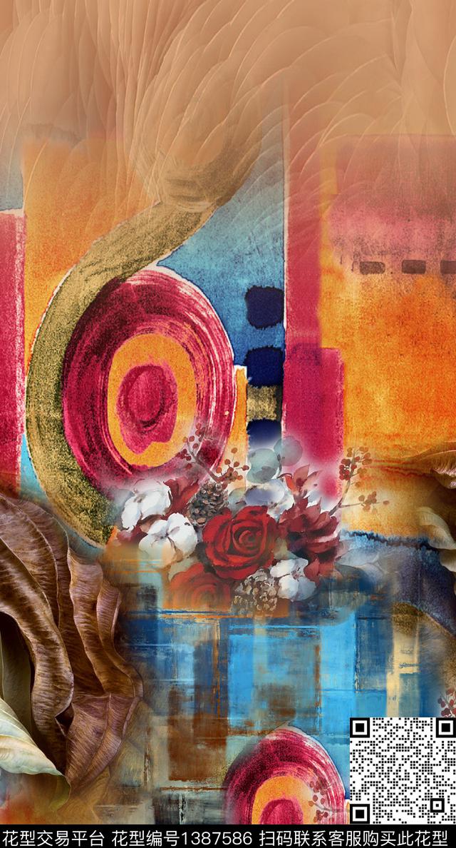 几何女装定位花民族风数码印花华亿平台下载（图片编号: 1387586） - 瓦栏（Walan）