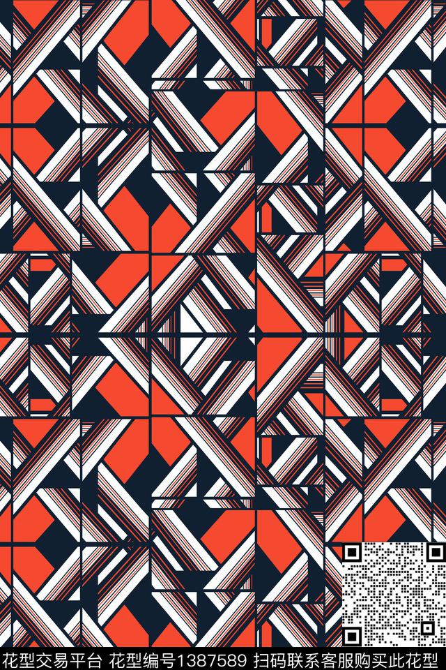 几何炫彩大牌风传统印花华亿平台下载（图片编号: 1387589） - 瓦栏（Walan）