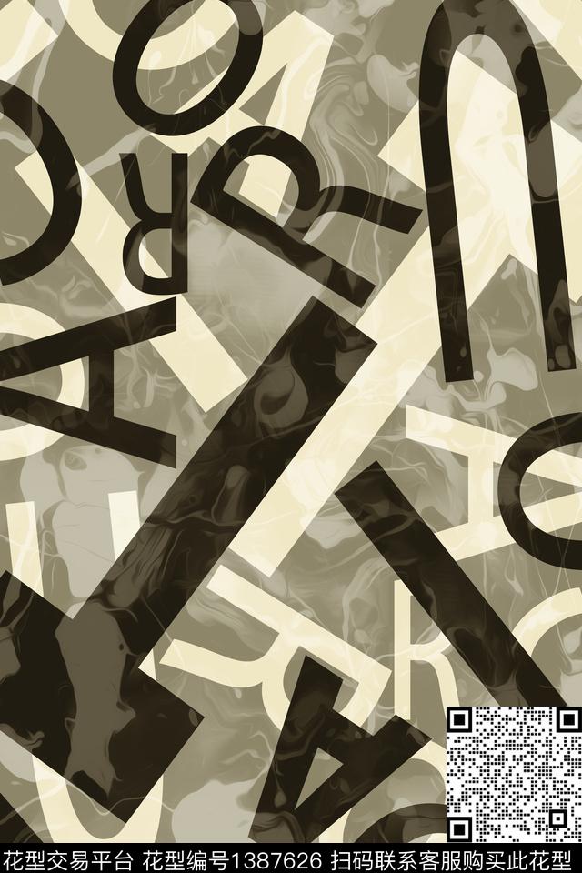 几何字母男装满版花传统印花华亿平台下载（图片编号: 1387626） - 瓦栏（Walan）