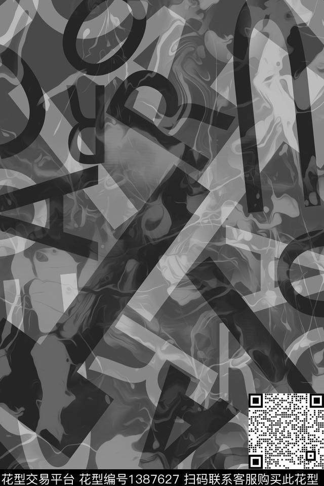 几何字母男装满版花传统印花华亿平台下载（图片编号: 1387627） - 瓦栏（Walan）