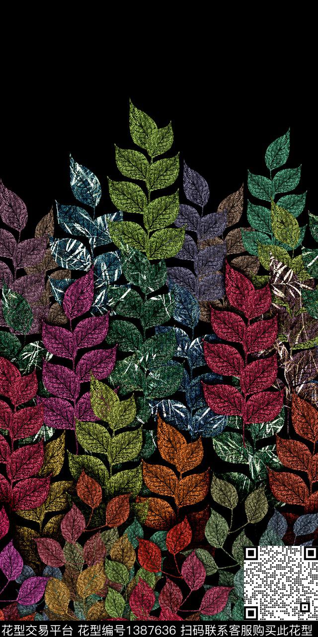 定位花数码华亿平台抽象花卉数码印花华亿平台下载（图片编号: 1387636） - 瓦栏（Walan）