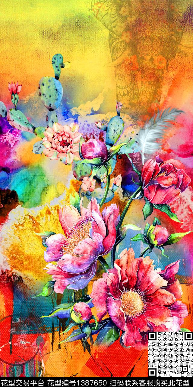 定位花油画华亿平台花卉数码印花华亿平台下载（图片编号: 1387650） - 瓦栏（Walan）