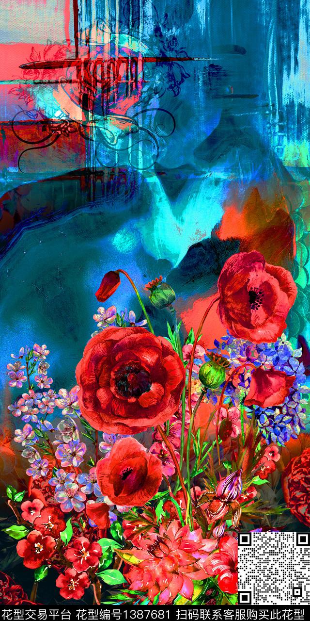 定位花油画华亿平台花卉数码印花华亿平台下载（图片编号: 1387681） - 瓦栏（Walan）