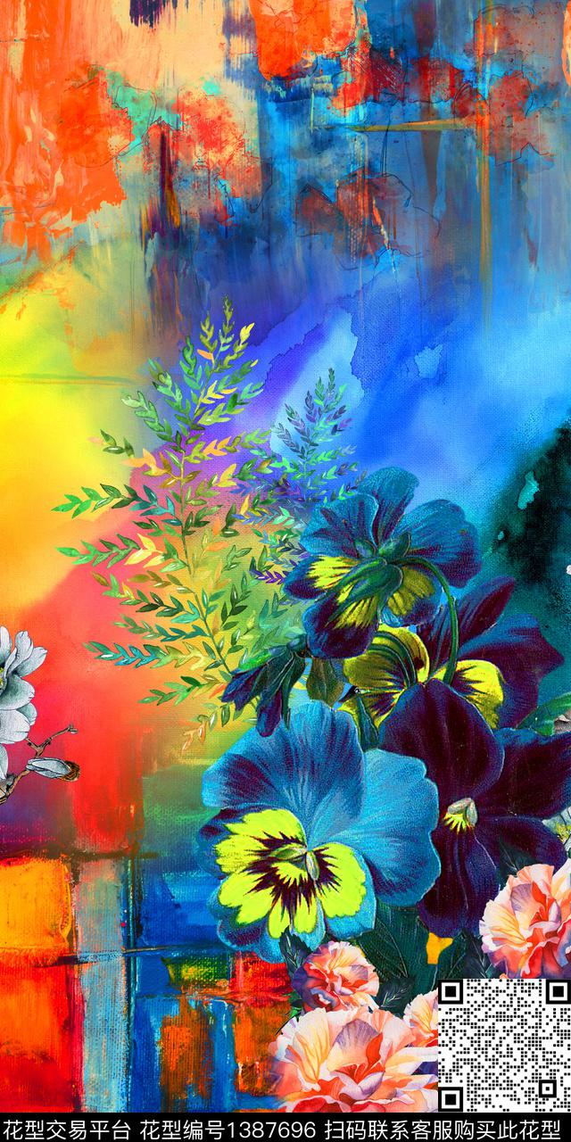 定位花油画华亿平台花卉数码印花华亿平台下载（图片编号: 1387696） - 瓦栏（Walan）