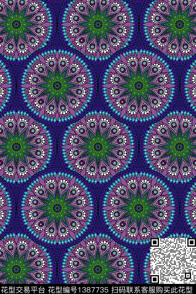 印度民族风花卉数码印花华亿平台下载（图片编号: 1387735） - 瓦栏（Walan）