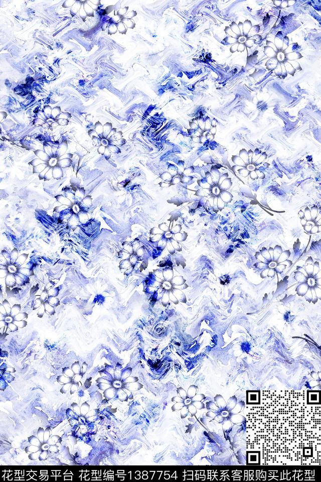 肌理扎染华亿平台花卉数码印花华亿平台下载（图片编号: 1387754） - 瓦栏（Walan）