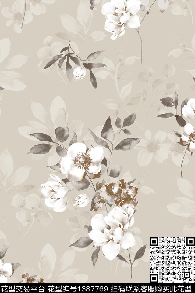 花卉大牌风水彩花卉数码印花华亿平台下载（图片编号: 1387769） - 瓦栏（Walan）
