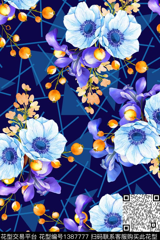 几何女装花卉数码印花华亿平台下载（图片编号: 1387777） - 瓦栏（Walan）