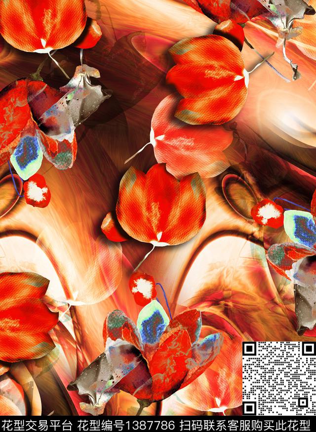 连衣裙女装花卉传统印花华亿平台下载（图片编号: 1387786） - 瓦栏（Walan）