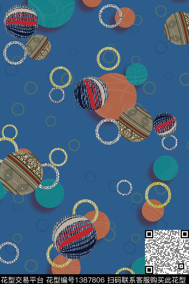 几何纹理圆形数码印花华亿平台下载（图片编号: 1387806） - 瓦栏（Walan）