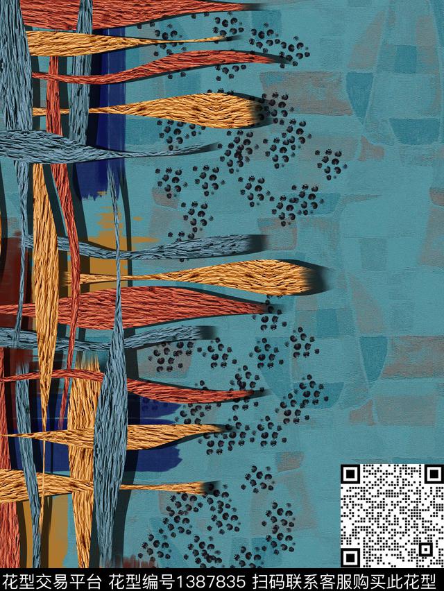 几何时尚炫彩数码印花华亿平台下载（图片编号: 1387835） - 瓦栏（Walan）